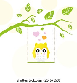 Decorative Vector Owl and twig