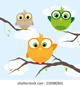 Decorative Vector Owl and twig