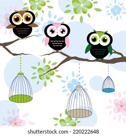 Decorative Vector Owl and twig