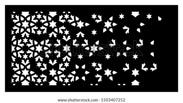 Decorative vector panel for laser cutting. Arabesque
laser pattern. Islamic template for interior panel in arabesque
style. Ratio 1:2