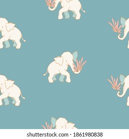 
Decorative vector pattern with cute baby elephant