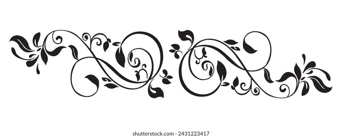 Decorative vector pattern, Vector design element, Black flower vector art white background.