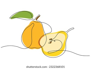 Decorative vector pears from one line and spots