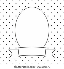 Decorative vector photo frame with black polka dots on white background