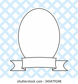 Decorative vector photo frame on pastel blue plaid background