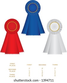 Decorative Vector Prize Ribbons, Blue, Red, White with placeable text