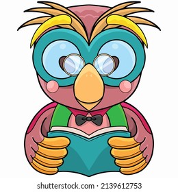 a decorative vector of a reading owl 