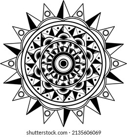 a decorative vector of a round chakra or mandala