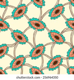 Decorative vector seamless pattern, abstract connected elements on white background 