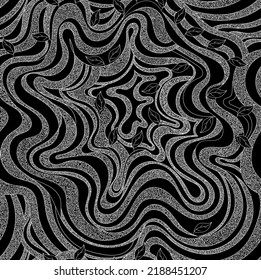 Decorative vector seamless pattern with curling round ornament, hand drawn lines 