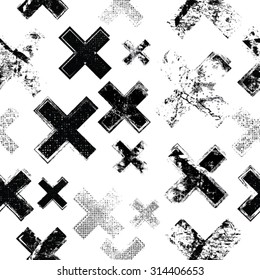 Decorative Vector Seamless Pattern  . Geometric Shapes in Grunge Style . Vintage texture.