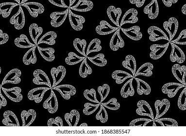 Decorative vector seamless pattern with hand drawn figured lacy flowers