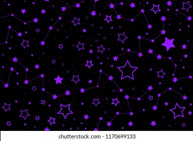 Decorative vector seamless pattern with handwritten stars and constellations. You can use any color of background