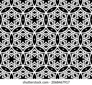 Decorative vector seamless pattern with ornamental shapes, arabesque background design.