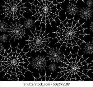 Decorative vector seamless pattern with spiders web. Halloween endless texture. You can use any color of background