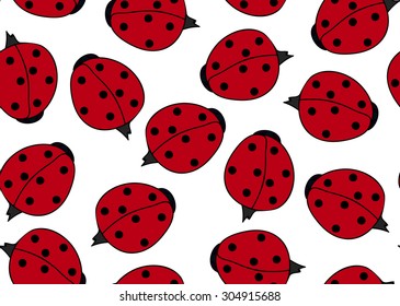 Decorative vector seamless texture with beautiful colorful ladybugs. You can use any color of background