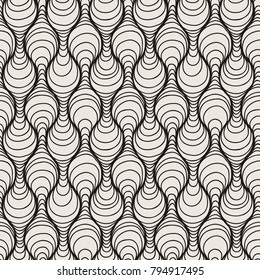 Decorative vector seamless wave pattern. Endless illustration with abstract doodle streams. Geometric ornament.