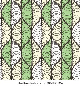 Decorative vector seamless wave pattern. Endless illustration with abstract doodle streams. Geometric ornament.