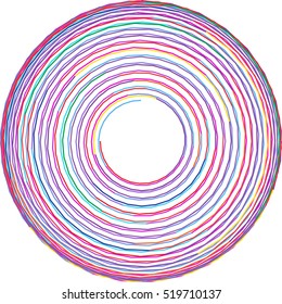 Decorative vector shape of circles. Lineart logo template for design projects. A circular ornament from the colorful lines.