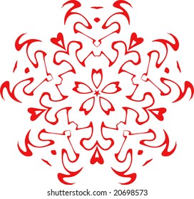 decorative vector snowflake of red color