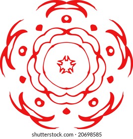decorative vector snowflake of red color