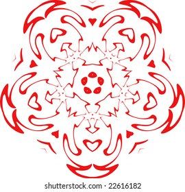 decorative vector snowflake of red color