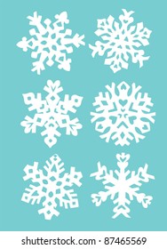 Decorative Vector Snowflakes Hand Paper Cut 2