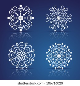 Decorative vector Snowflakes set for Christmas design. EPS 10 vector illustration. Contains opacity masks.