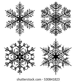 Decorative vector Snowflakes set on white background