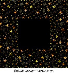Decorative vector square greeting card with border from abstract yellow flowers
