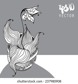 Decorative vector still life - aloe flower in a pot