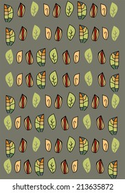 decorative vector with swirling leaves in a row on green background