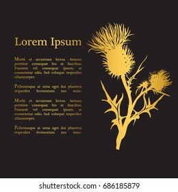 Decorative vector thistle (Carduus acanthoides) silhouette, template for banner, invitation or background