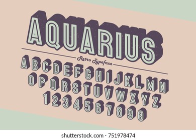 Decorative vector vintage retro typeface, font, typeface. Color swatches control, opacity mask