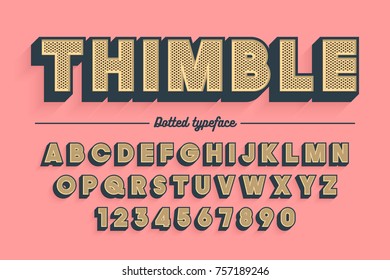 Decorative vector vintage retro typeface, shadow, font, typeface. Color swatches control