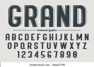 Decorative vector vintage retro typeface, font