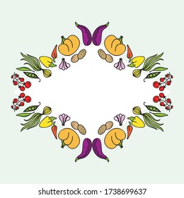 Decorative vegetable frame. Vector illustration