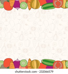Decorative vegetables background with place for text  