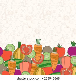 Decorative vegetables background with place for text 