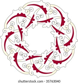  Decorative vegetative ornament Round for design