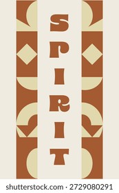 Etiqueta decorativa de Anuncio de Vertical con letras estilizadas y adornos laterales simétricos en tonos beige cálidos