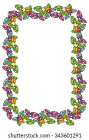 Decorative vertical frame with leaves and berries