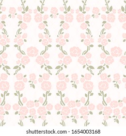 Decorative Vertical Pink Flower Vector Illustration white Background Color Seamless Pattern