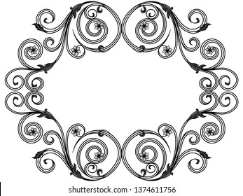 Decorative Victorian style frame with interlaced lines isolated on the white background, vector as an element of design
