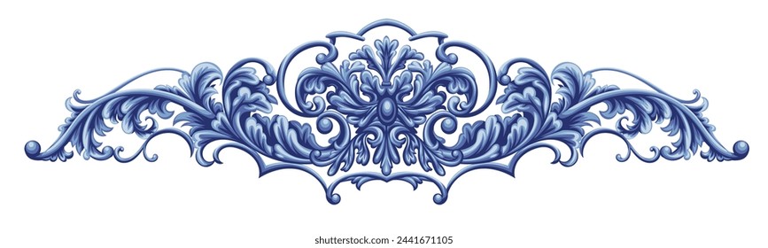 Decorative vignette with blue scrolls in victorian style