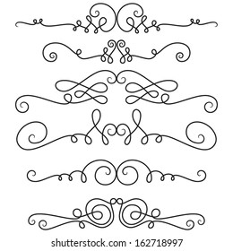 Decorative vignettes; vintage borders, scrolls; vector set 