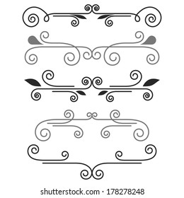 Decorative vignettes; vintage borders, scrolls; vector set 7
