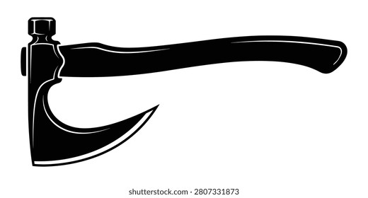 Decorative viking bearded axe weapon silhouette. Traditional medieval combat gear illustration for historical design.