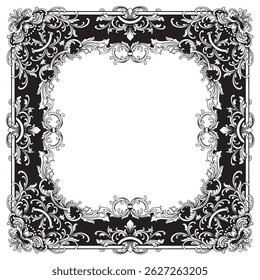 decorative vintage baroque frame with flora engraving ornament