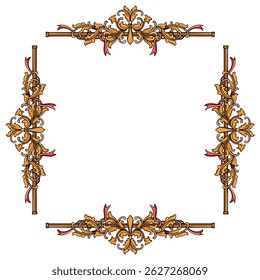 decorative vintage baroque frame with flora engraving ornament gold